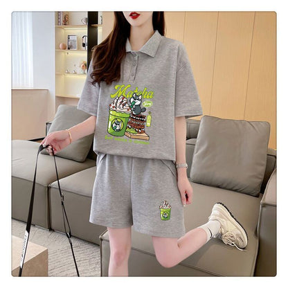 超人気 プリント カジュアル 半袖Ｔシャツⅹパンツセット全3色 <U-8528>