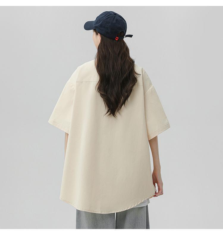 シンプルだけど一癖あるコーデ 切り替え レイヤード風 全2色 半袖Tシャツ<U-9046>