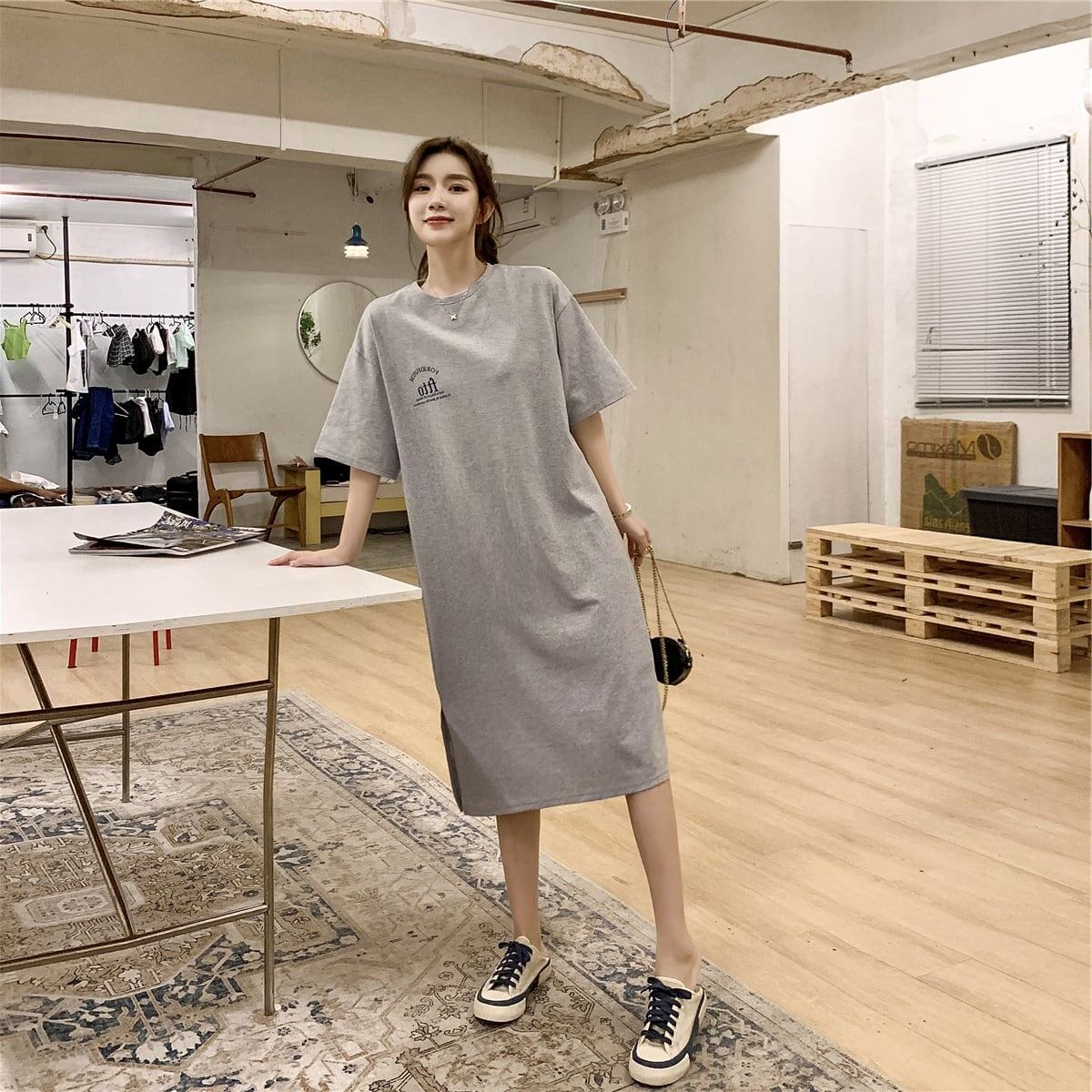 美人度アップ プリント チャーミング Tシャツ カットソー ワンピース＜U-3602＞