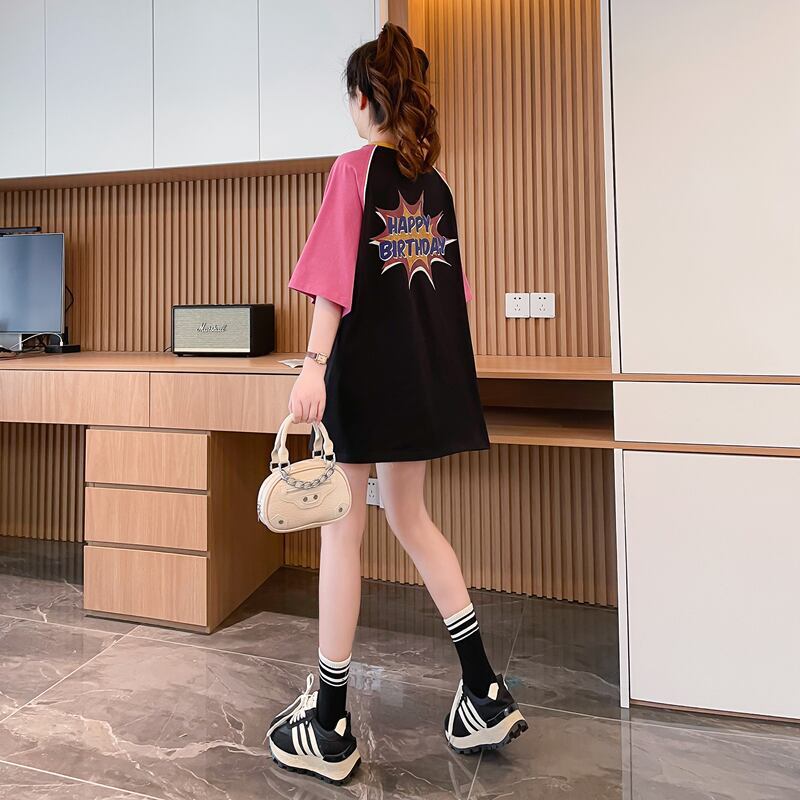 絶対欲しい プリント 個性派 切り替え 全2色 半袖 Tシャツ ＜U-8545＞