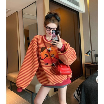 【裏起毛】超人気 スウィート ファッション ラムスキン スウェット<U-5826>