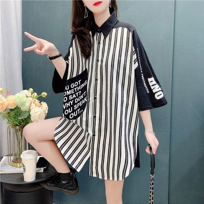 個性的なデザイン 切り替え 着心地抜群 プリント Tシャツ カットソー＜U-3629＞