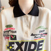 質感のいい ロング POLOネック プリントTシャツ ゆったり半袖 ＜U-2928＞