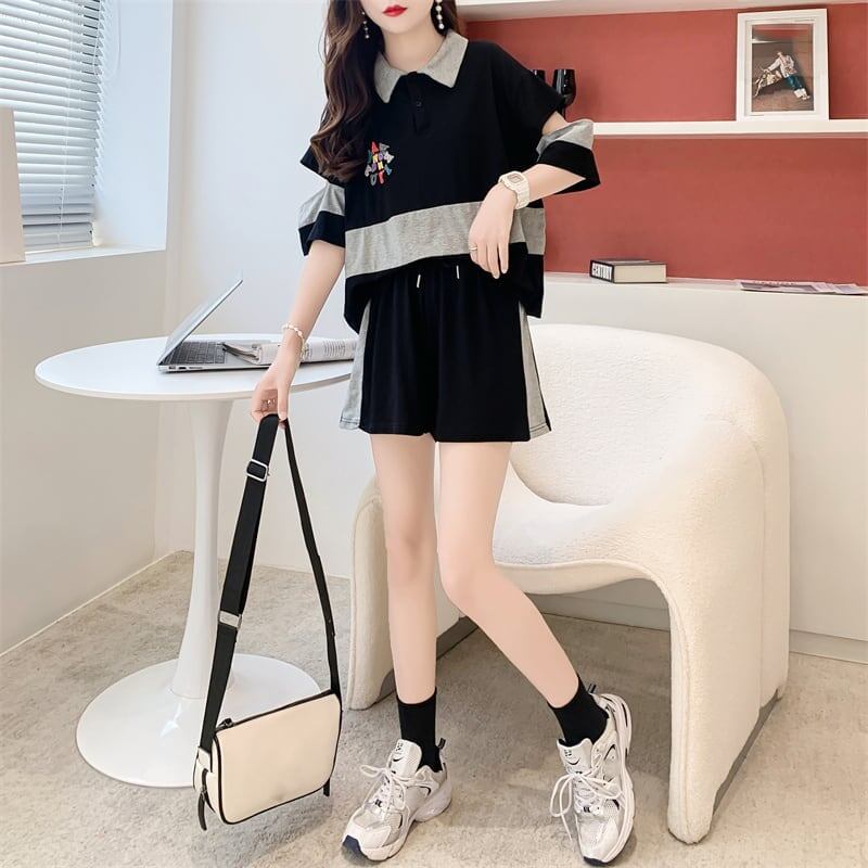 カジュアル Tシャツ＋ショートパンツ スタイリッシュ セットアップ＜U-3472＞