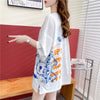 スタイリッシュ 切り替え 一目惚れ プリント Tシャツ カットソー＜U-3584＞