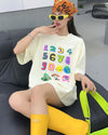 売り切れ必至 プリント三色 個性派 ゆったり 半袖Tシャツ ＜U-8462＞