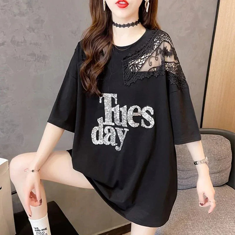 清純甘くて女子力UP ラウンドネック 一目惚れ 3色選択可 Tシャツ カットソー＜U-2950＞