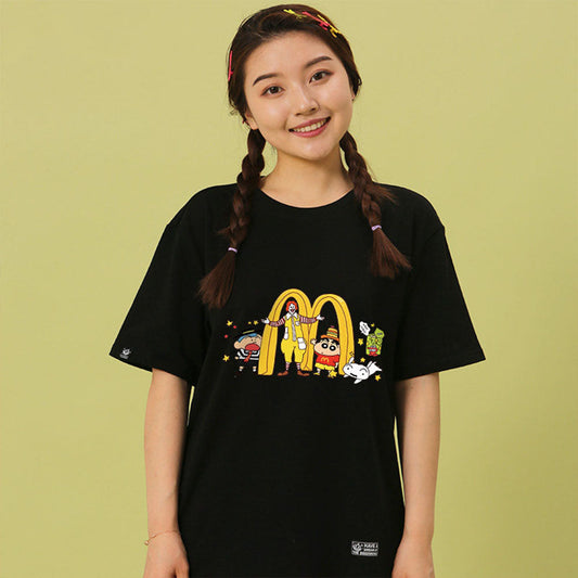 男女兼用 合わせやすい プリント 半袖 Tシャツ F-13603