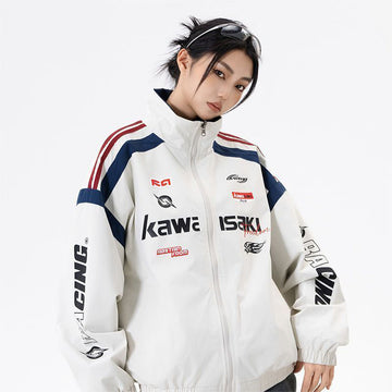 男女兼用 レーシング風 配色 ストリート ジャケット U-13504